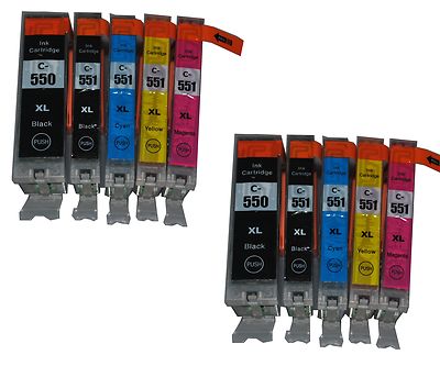 10 Patronen für Canon IP7250 MG5550 MG6450 MG6350 MG6450 MG6650 PGI550 CLI551