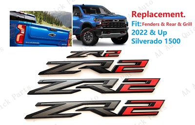 1x Grille ZR2 Emblem Badge Letter ZR2 Grill Compatible with Silverado Colorado