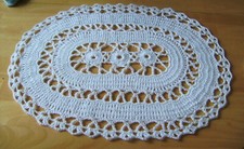 Handmade Crochet White oval Doily Centerpiece