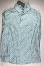 Men  s Goodfellow Soft Northrop Blue Dot Button Down Shirt M Slim Fit
