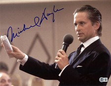 Michael Douglas Signed Autograph Wall Street 11X14 Photo BAS Beckett
