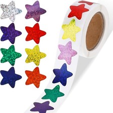 500 Piece 1inch Shiny Foil Star Stickers - Self-Adhesive