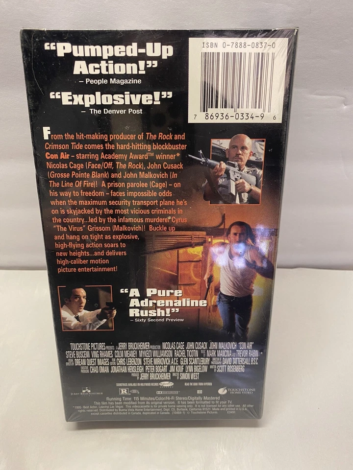 Con Air (VHS, 1997) Nicolas Cage Brand New Factory Sealed 🔥 Foto 3 de 4