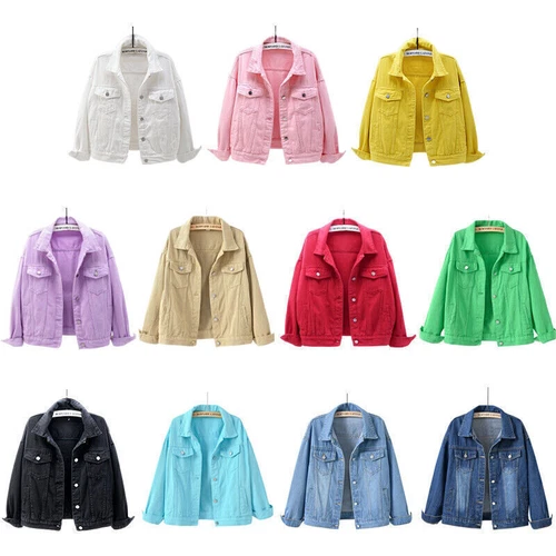 Womens Ladies Stretch Denim Jacket Soft Cotton Loose Plus Zise Stonewash Coat!@ - Picture 3 of 26