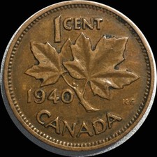 1940 Canada King George VI 1 Cent  (with ET IND:IMP:) C265