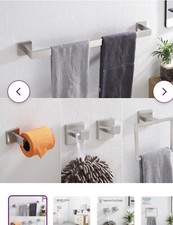 NIB 5 Piece Brushed Nickel Stainless Steel Towel Rack - Bathroom Hardware