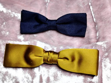 Vintage Lot of 2 Royal Rust Resistant Metal Clip-On Bow Ties, 1 Gold and 1 Blue