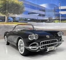 Danbury Mint 1958 Corvette Convertible Charcoal & Silver-  Box & Paper *