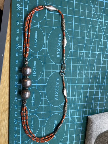 Necklace made of natural antique coral, 925 sterling silver Rare - Zdjęcie 12 z 14