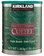 Kirkland Signature Decaffeinated Coffee DARK ROAST, 3 lbs Fine Grind