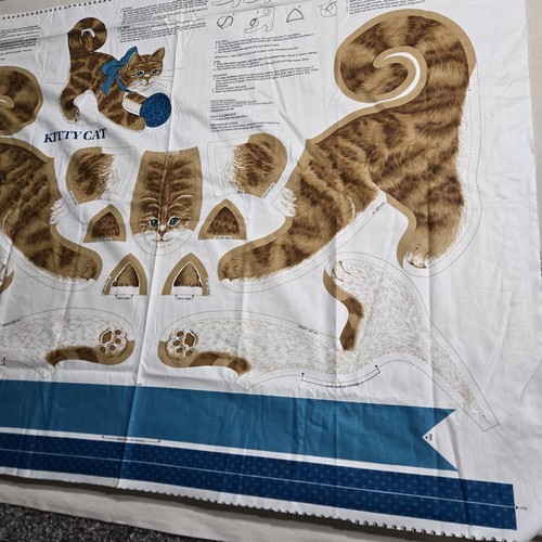 VIP Cranston Print Works Orange Tabby Kitty Cat Rag Ball Cut Out & Sew Cat Panel - Picture 3 of 6