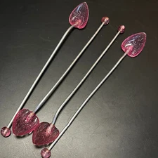 MCM Set of 4 PINK Cocktail Stirrers Swizzle Sticks Vintage Mid-Century Modern