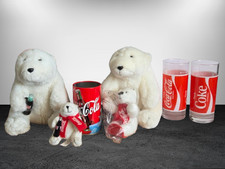 Coca Cola Fan Sammler Konvolut 7-teilig Pl&uuml;sch Eisb&auml;r Vintage trinkglas