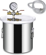 5 Gallon Stainless Steel Degassing Vacuum Chamber w/ Tempered Glass Lid & Gauge
