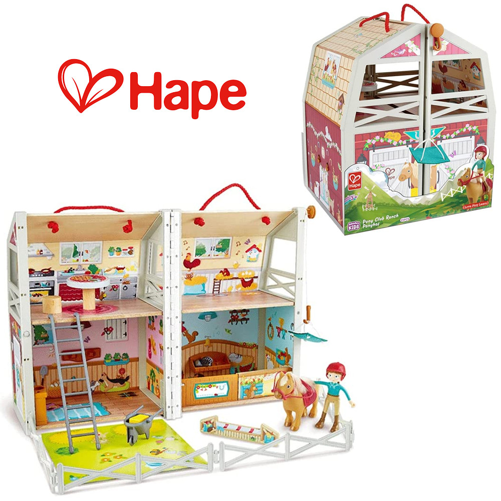 PONY CLUB RANCH CON CAVALLO GIOCO IN LEGNO HAPE E3409