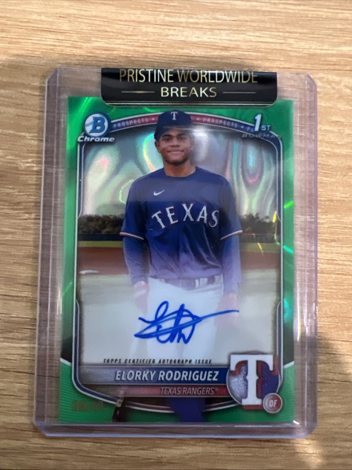 ELORKY RODRIGUEZ 2025 BOWMAN CHROME 1ST GREEN LAVA REFRACTOR AUTO /99 Q3967