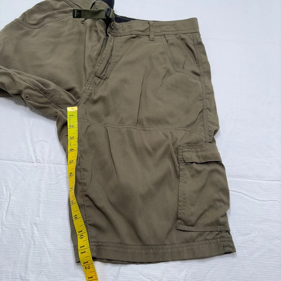 Pantalones Cortos PrAna Para Hombres M 34 Elastizados Zion Verde Cinturón Elastizados Nylon Carga 12" Entrepierna Foto 3 de 4