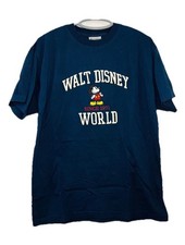 Walt Disney World 1971 Embroidered Shirt Size Medium Mickey Mouse Navy