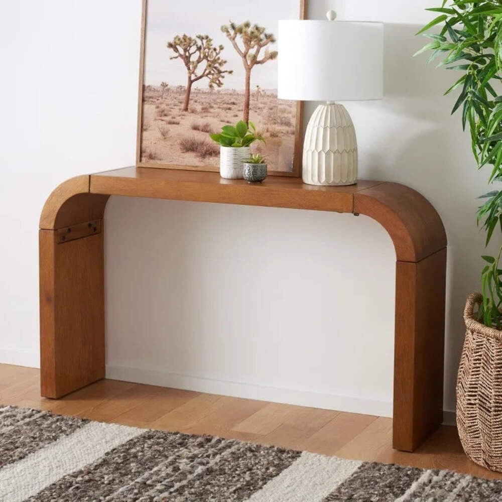 Liasonya Modern Waterfall Curved Console Table Fully Assembled Home Collection