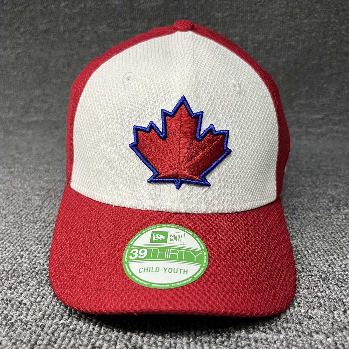 New Era Toronto Blue Jays 39THIRTY Child Youth Stretch Fit Hat Maple Leaf Red