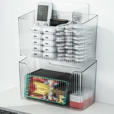 2 Pack Adhesive Cabinet Door Organizer Storage Bins Lid Wall Mount Pantry Caddy