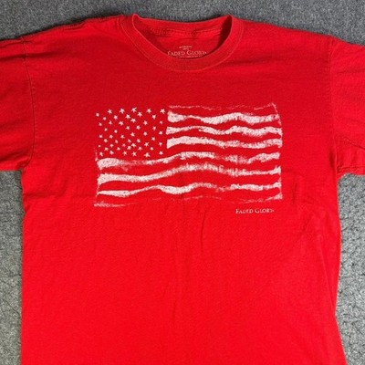 Faded Glory Mens Red American Flag Graphic T-Shirt Cotton Crew Neck Size L 42/44
