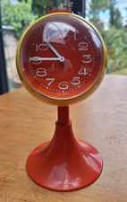Mid Century Space Age Atomic Blessing Analog Wecker Orange/Gelb