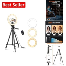 10-Inch LED Ring Light with 50-Inch Tripod - Perfect for Makeup & Streaming