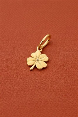 0.20Ctw Round Cut Moissanite Lucky Blossom Charm Pendant 14K Yellow Gold Plated