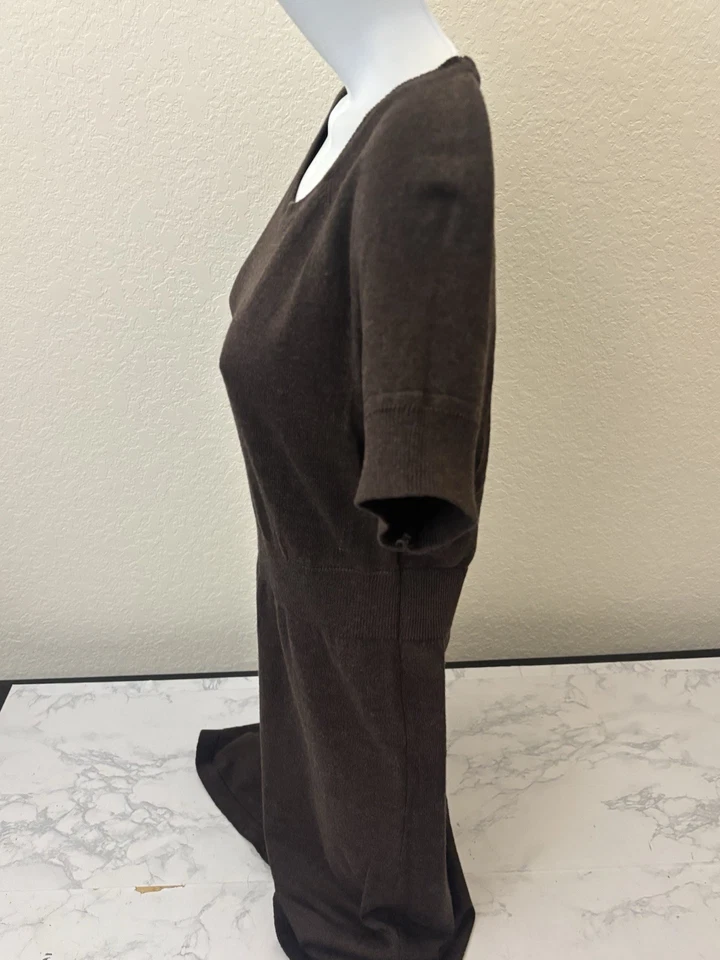 Worthington вязаный свитер платье круглый вырез женщин M коричневый коротким рукавом пуловер C - Изображение 3 из 4