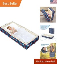 Portable Foldable Toddler Travel Bed - Safe Foam Crib for Kids, Ocean Blue