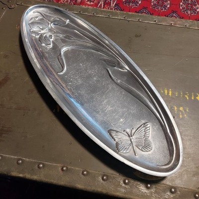 Lenox Butterfly Meadow Cast Aluminum Bread Tray Iris Butterfly Oval 17.5x6.5''