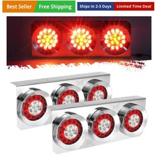 2Pcs 54 LED Truck Trailer Tail Lights Bar with Chrome Iron Bracket Base Water...