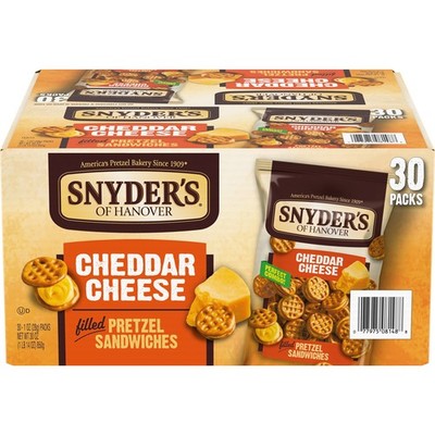 Cheddar Cheese Pretzel Sandwich Snack Packs, 30 Count  Delicious Crunchy Treats