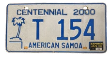 2006 American Samoa License Plate Centennial 2000 # T 154