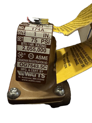 #ad NEW WATTS 0274598 WATER PRESSURE SAFETY RELIEF VALVE 1quot;174A SET@75 MODEL M1 $78.32