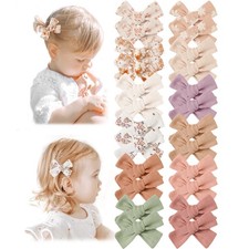 Niceye Baby Hair Clips - 24 Pcs Fully Lined Hair Bow Clips for Fine Hair Cot...