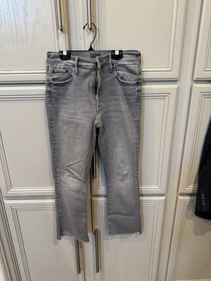 Mother Jeans The Pixie Dazzler Ankle Fray in Digging Up Dirt Gray Zip Fly 28