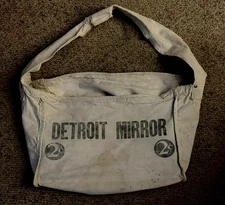 Vintage Detroit Mirror Newspaper Delivery Canvas Carrier Bag Shoulder Bag 1930s 