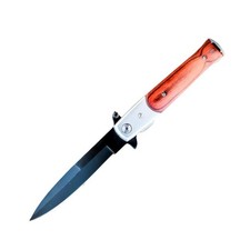 8.75"" Stiletto Style Stainless Steel Blade Spring Assisted Folding Knife With P