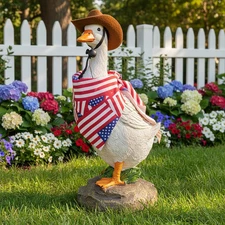 12" Real Farm Porch Goose Statue Resin Yard Duck Whimsical Outdoor Decor