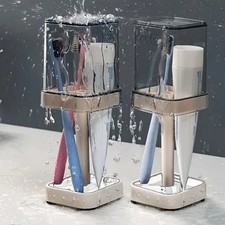 All-in-One Toothbrush Holder with Cup and Cover, 16cm, Space-Saving Design