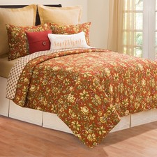 Estelle Fall Floral Cotton Quilt Set - Reversible and Machine Washable