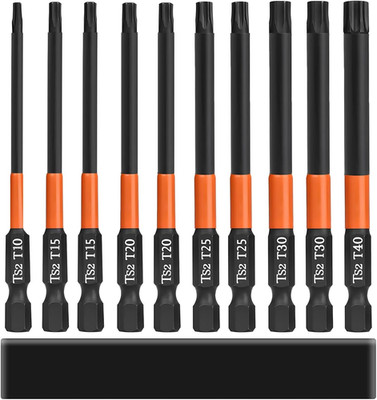 10 Stück Torx Bit set, Schrauber Bit Set 100mm Länge, Magnetische 1/4'' Sechskant