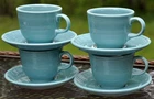 4 Fiesta Turquoise Collection Flat Cup and Saucer Sets