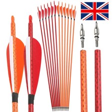 12pcs 30" Carbon Arrows Archery SP500 4" Feather Compoundbow Recurve Bow Hunting