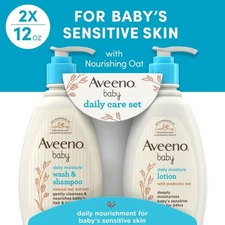 Aveeno Daily Moisturizing Body Lotion & 2-in-1 Baby Bath Wash & Shampoo - 2 ct