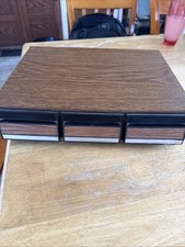 Vintage Cassette Tape Storage 3 Drawer Cabinet 42 Ct Tapes Holder Faux Wood