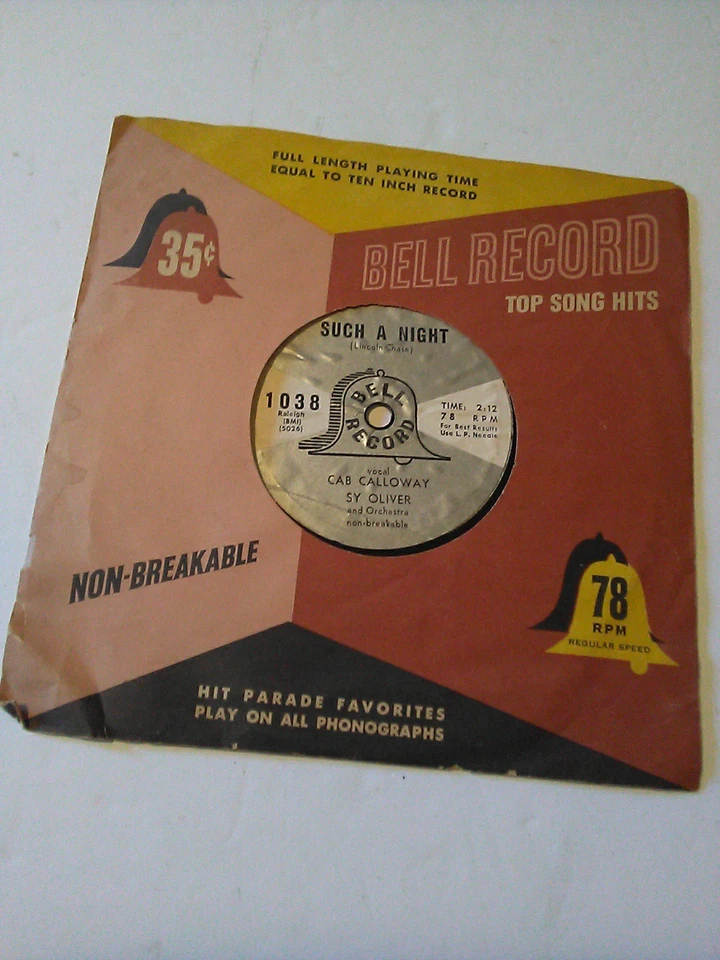 VTG BELL Records 78 rpm 1038 "SUCH A NIGHT / JILTED" Cab Calloway Sy Oliver Foto 2 de 4