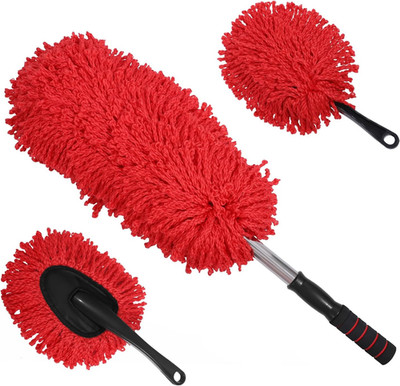 3 Pack Large Red Microfiber Car Duster Exterior Scratch Free with Extendable, Ca